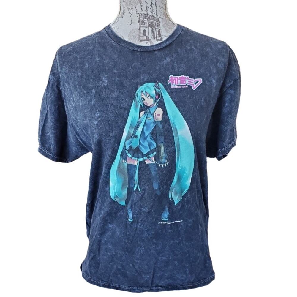 Hatsune Miku Anime acid wash size m/l t shirt japanese anime cosplay manga